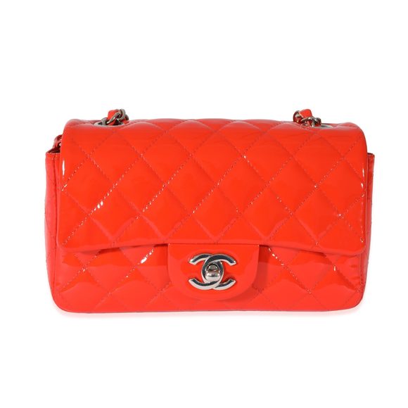 Chanel Orange Patent Rectangular Mini Flap - Picture 2 of 9